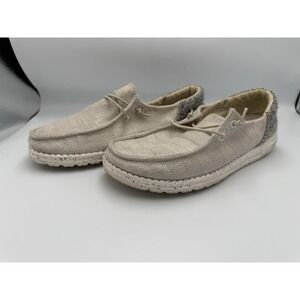 Hey Dude Wendy Funk Shoes Women's Size 8 Silver Sparkle Slip On Comfort Loafers